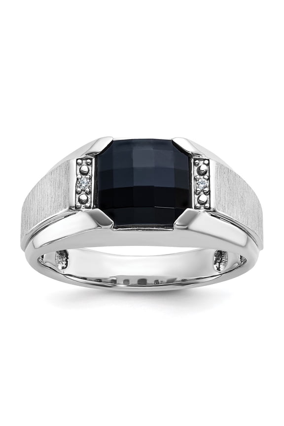14k White Gold Men's Polished and Satin Gemstone Ring Mounting