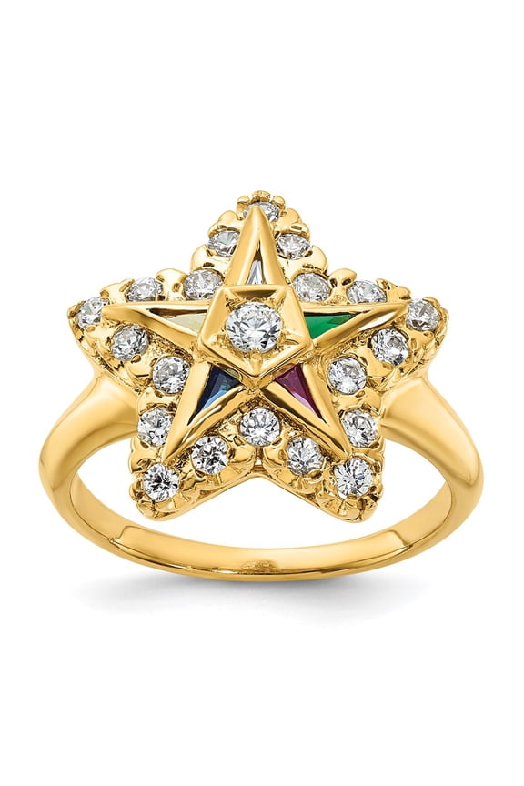14k Women's Polished Eastern Star Masonic Ring Mounting