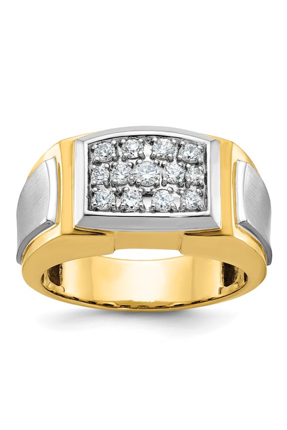 14k with White Rhodium 1/2 carat Lab Grown Diamond VS/SI+ G+ Complete Polished and Satin Cluster Ring