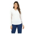 thumbnail image 1 of IBKUL Adult Female Adjustable Zip Long Sleeve Polo, Color: White, Size: L, 1 of 9