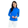 thumbnail image 1 of IBKUL Adult Female Solid Mock Neck Long Sleeve Top, Color: Blue, Size: XL, 1 of 3