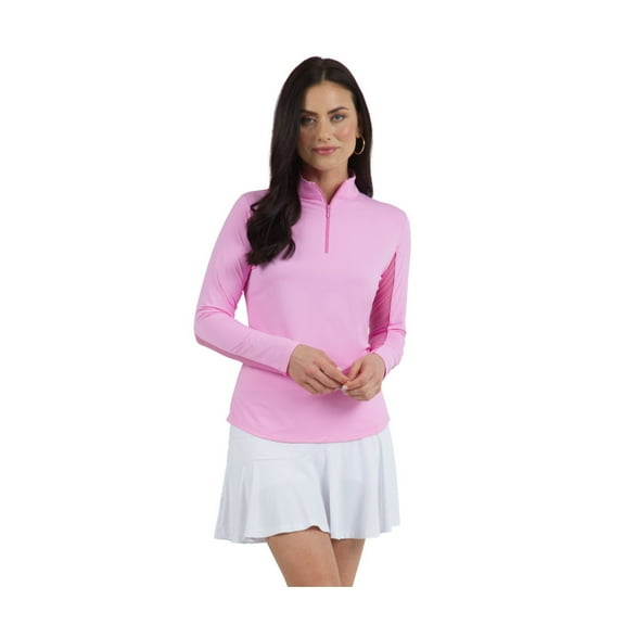 IBKUL Adult Female Solid Mock Neck Long Sleeve Top, Color: Candy Pink, Size: L (80000-CNP-L)