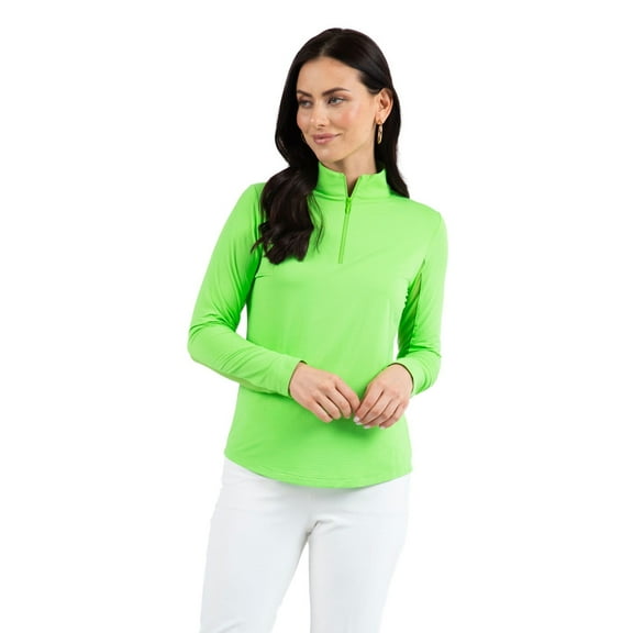 IBKUL Adult Female Solid Long Sleeve Mock Neck Top, Color: Lime, Size: L (80000-LIM-L)