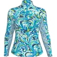 thumbnail image 1 of IBKUL Golf Ladies Aubrey Long Sleeve Zip Mock Turquoise/Multi Extra Small, 1 of 1