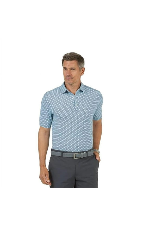 Mens Geo Print Short Sleeve Polo Ink Small