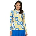 thumbnail image 1 of IBKUL Women Long Sleeve Zip Mock Neck -10486 - Ruthie Blue/Yellow - XXL, 1 of 3