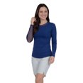 thumbnail image 1 of IBKUL Women's Long Sleeve Crew Neck Top with Mesh, Color: Navy, Size: 2XL, 1 of 4