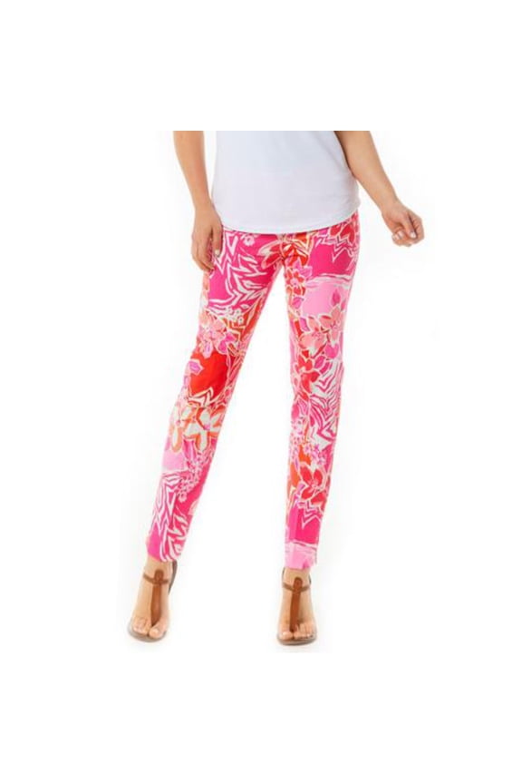 Women's Pascha Floral Print Stretch Tummy Control UPF 50+ Ankle Pants-Pink / 6