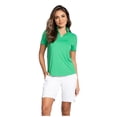 thumbnail image 1 of IBKUL Women's Short Sleeve Zip Mock Neck Shirt, Color: Green, Size: 2XL, 1 of 4