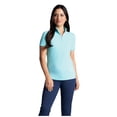thumbnail image 1 of IBKUL Women's Short Sleeve Zip Mock Neck Shirt, Color: Seafoam, Size: M, 1 of 4