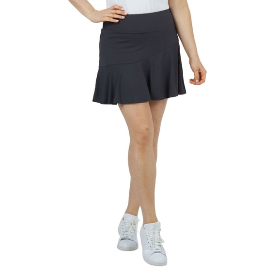 IBKUL Women's Solid Flounce Skort, Color: Charcoal, Size: XL