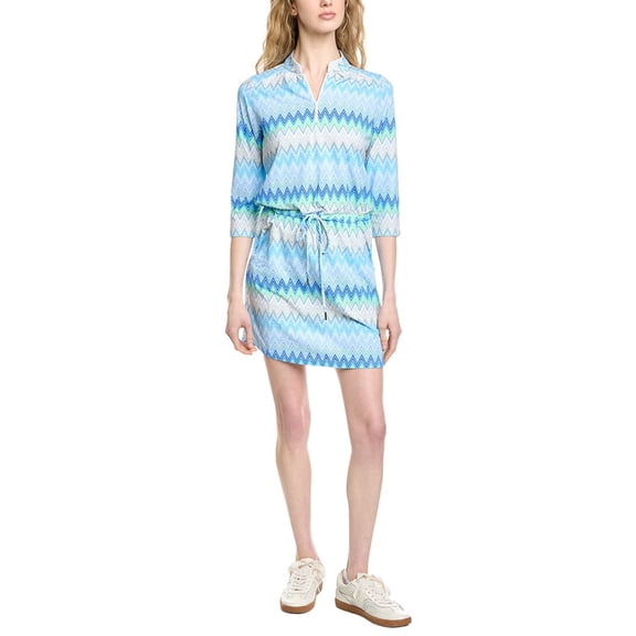 IBKUL womens  3/4-Sleeve Drawstring Dress, m, Blue