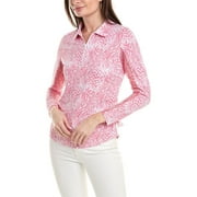 IBKUL womens  Alena Print Adjustable Length Polo Shirt, S, Pink