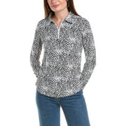 IBKUL womens  Alena Print Adjustable Length Polo Shirt, XS, Black