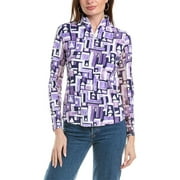 IBKUL womens  Jennifer Print Mock Neck Top, XL, Purple