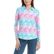 IBKUL womens  Jesse Print Adjustable Length Polo Shirt, XS, Pink