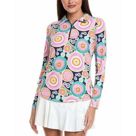 IBKUL womens  Leona Long Sleeve Polo Shirt, XL, Navy