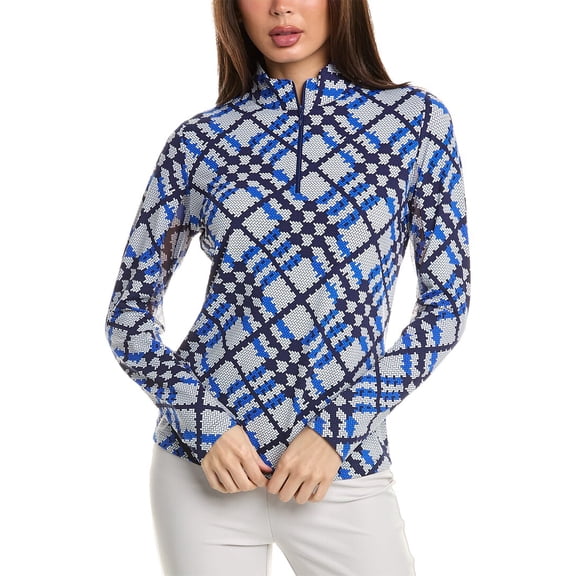 IBKUL womens Long Sleeve Mock Neck Top, S, Blue