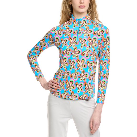 IBKUL womens Long Sleeve Mock Neck Top, XL, Blue