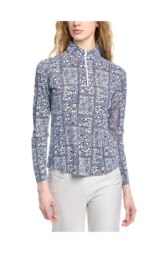 womens  Long Sleeve Mock Neck Top, XXL, Navy