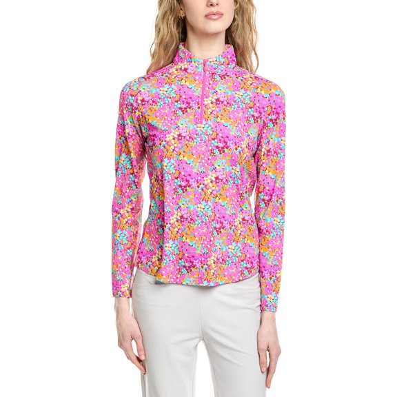 IBKUL womens Long Sleeve Mock Neck Top, s, Pink