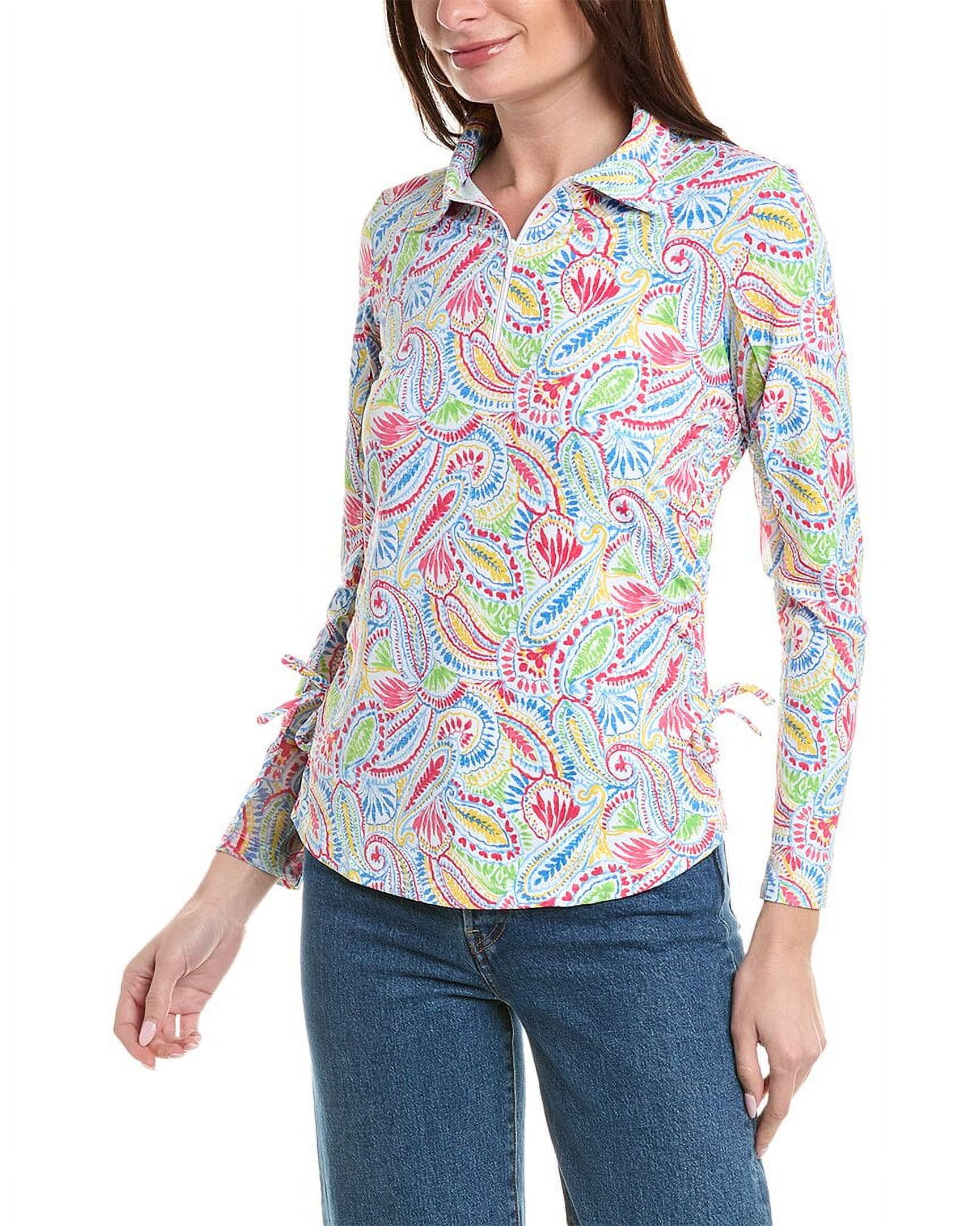 IBKUL womens Massie Zip Mock Neck Golf Shirt, M, Pink