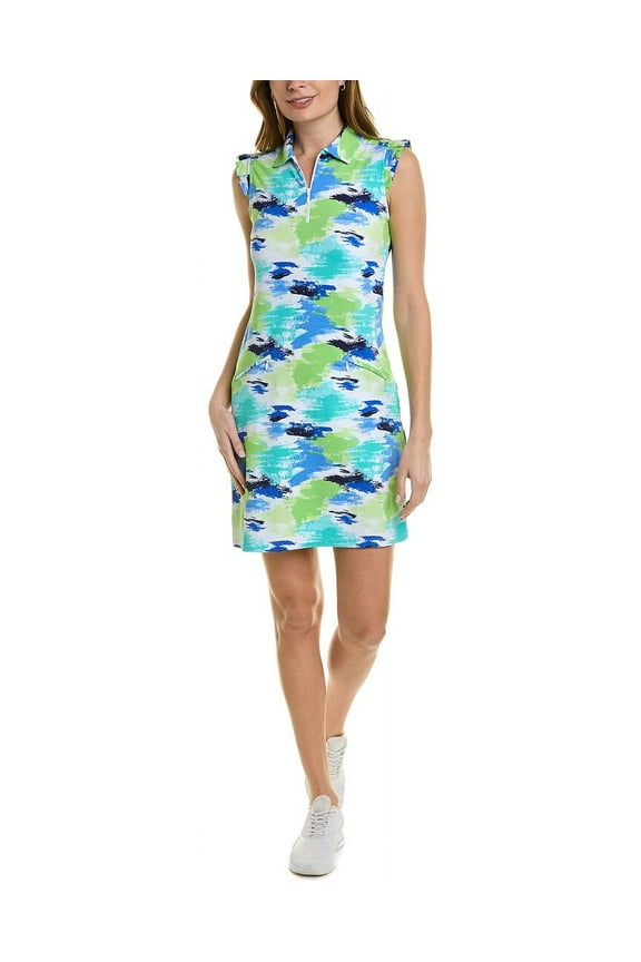 Women's Matilda Ruffle Sheath Dress, M, Green Multi