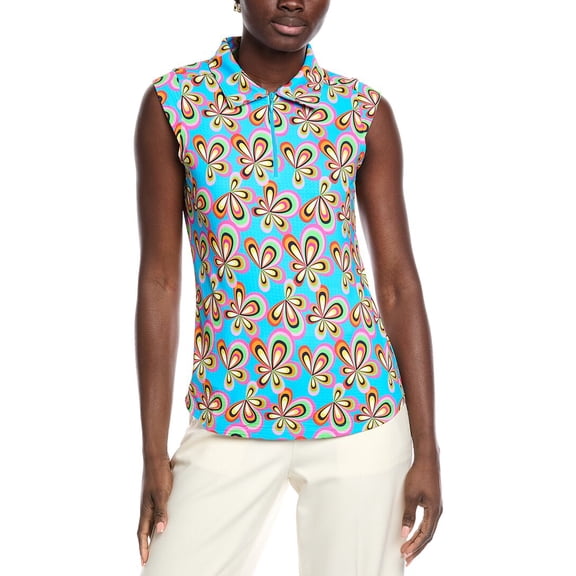 IBKUL womens Sleeveless Polo Shirt, s, Blue