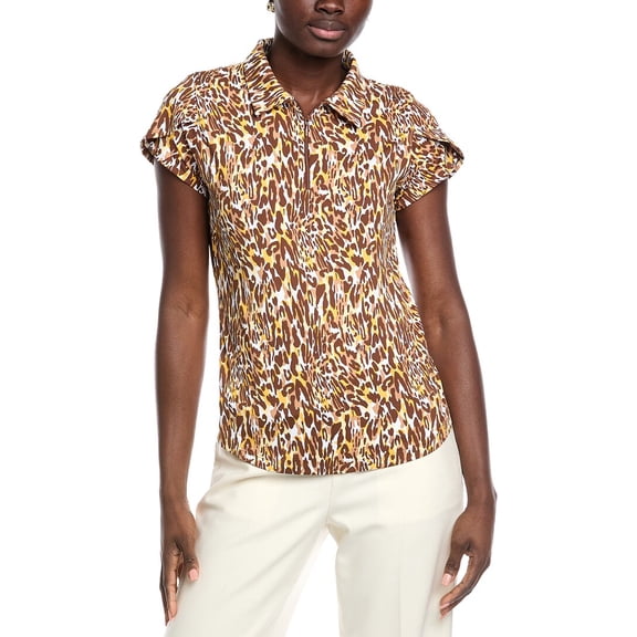 IBKUL womens  Tulip Sleeve Polo Shirt, s, Brown