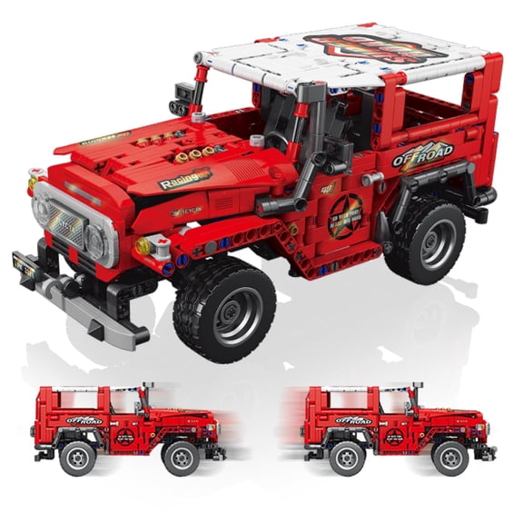 IBLOTIME Technic Car Building Sets Easter Pull-Back Function 910 PCS Red Off-Road Vehicle Creative Model Display Gift Christmas Birthday Ages 14+