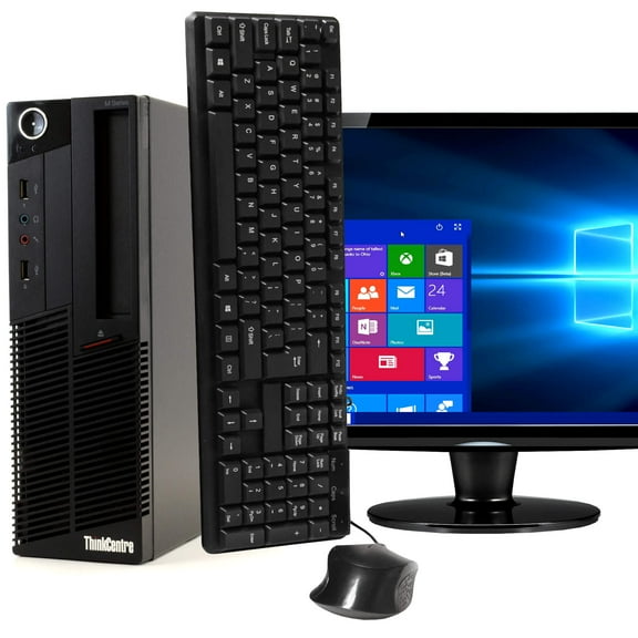 Restored IBM ThinkCentre M90P Desktop Computer PC, Intel Dual-Core i5, 250GB HDD, 4GB DDR3 RAM, Windows 10 Home, DVD, WIFI, 19in Monitor