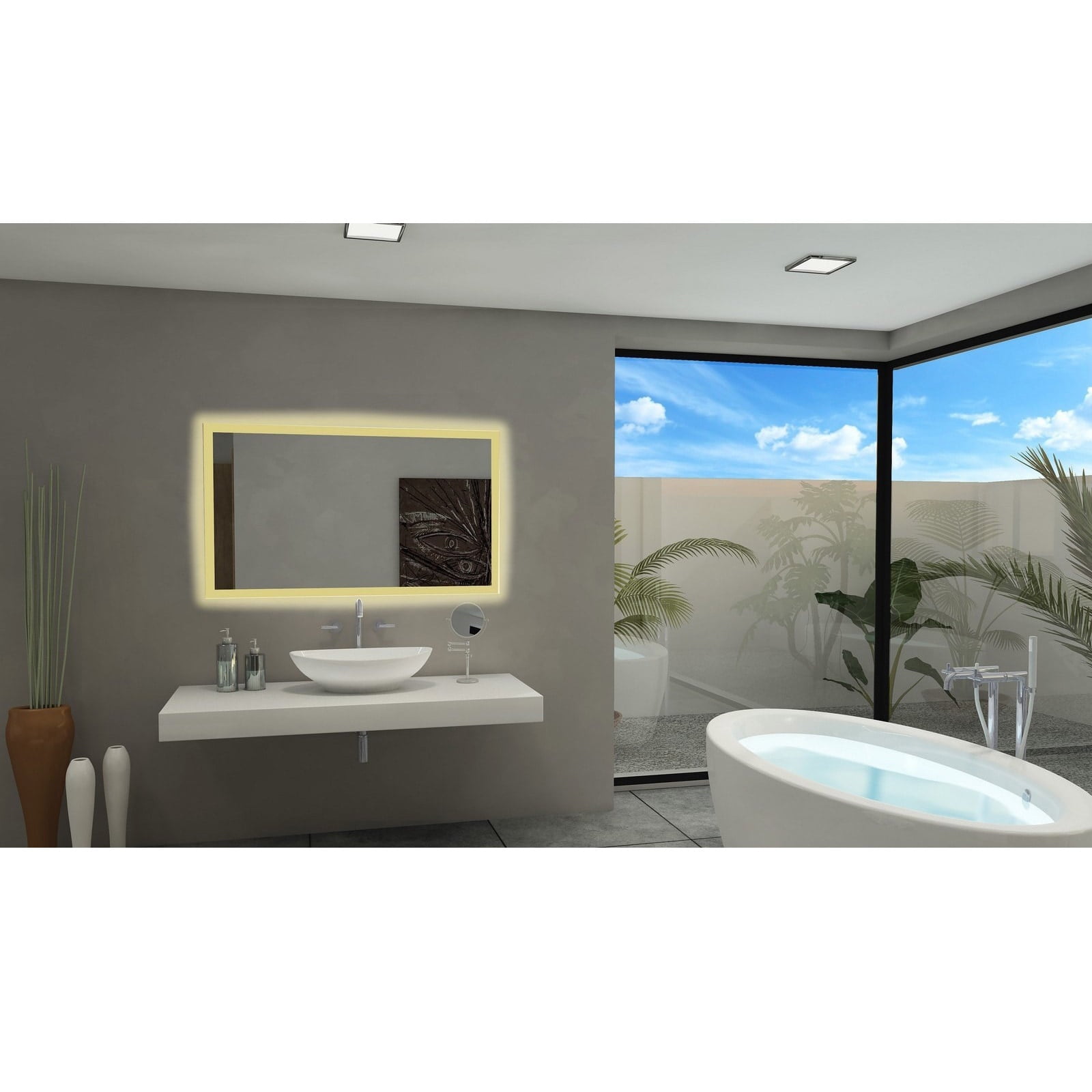 Lumina Slim Frameless Rectangular LED Bathroom Vanity Mirror 24" x 32"