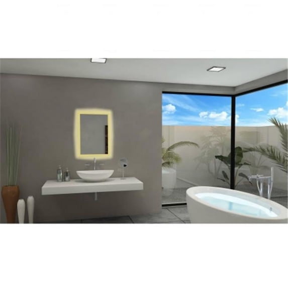 IBMIRROR IB Mirror Rectangle Backlit Bathroom Mirror Warm White 3000K 28 x 28