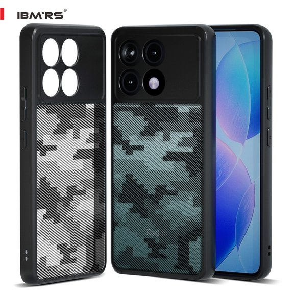 IBMRS [Anti-Scratch Double Coating] For Redmi K70/K70 Pro/Poco F6 Case, Slim Back Matte Translucent Shockproof Phone Case (Camo Black)