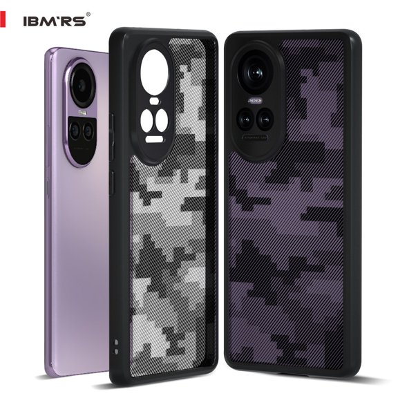 IBMRS Case Compatible with oppo reno 10/10 pro 5g, Translucent Shockproof Phone Cover (Camo Black)