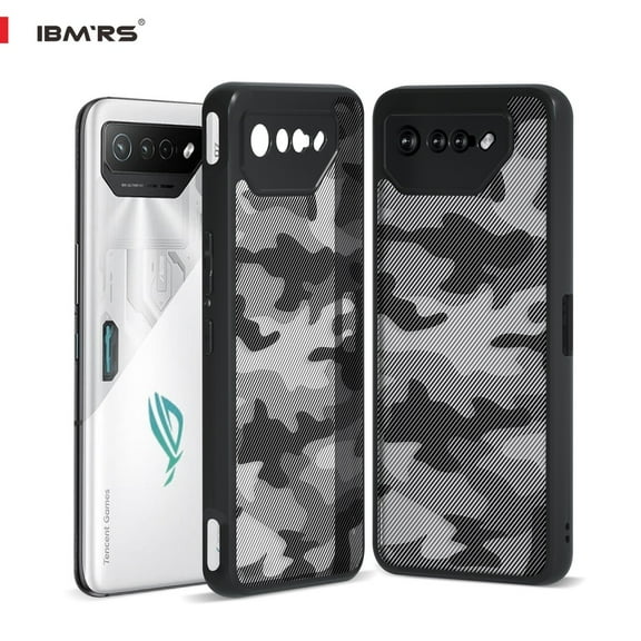IBMRS For Asus ROG Phone 7 Case, Matte Back Slim Translucent Shockproof Cover (Camo Black)