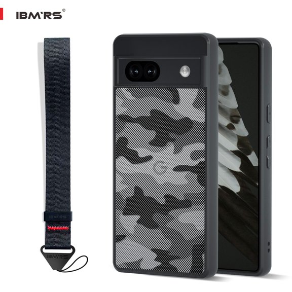 IBMRS For Google Pixel 7a Case, Translucent Matte Back Slim Shockproof Phone Cover (Camo Black)