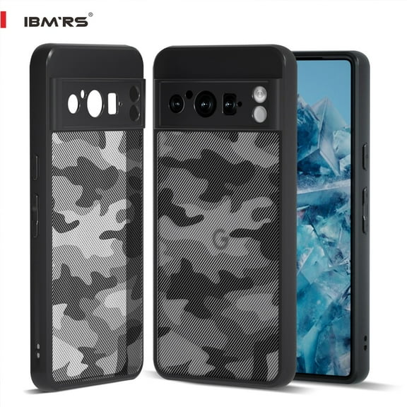 IBMRS For Google Pixel 8 Pro Case,Translucent Matte Back Slim Shockproof Phone Case (Camo Black)