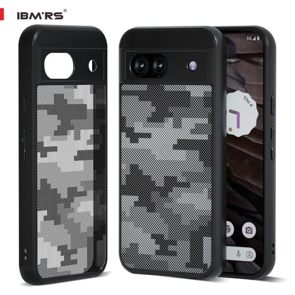 IBMRS For Google Pixel 8a Case, Translucent Shockproof Phone Cover (Camo Black)