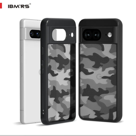 IBMRS For Google pixel 8 Case, Shockproof Clear Phone Cover (Camo Black)
