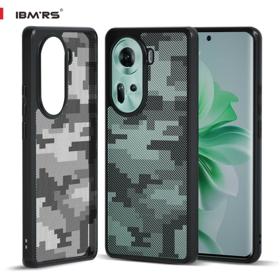 IBMRS For Oppo reno 11 5g Phone Case, Translucent Shockproof Slim Matte Back Cover (Camo Black)