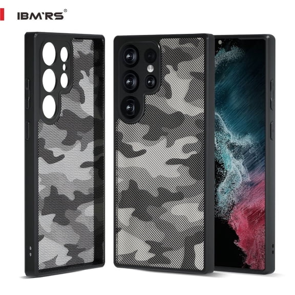 IBMRS For Samsung S24 Ultra/S23 Ultra/ S22 Ultra Phone Case, Clear Shockproof Cover (Camo Black)