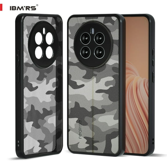 IBMRS For realme 12+ Phone Case, Shockproof Transparent Cover (Camo Black)