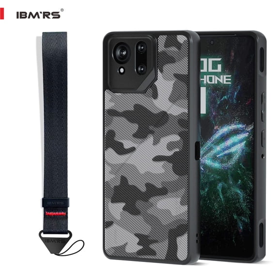 IBMRS for Asus ROG Phone 9/9 Pro Case,Translucent Matte Back Slim Fit Shockproof Protective Case Cover - Black camo
