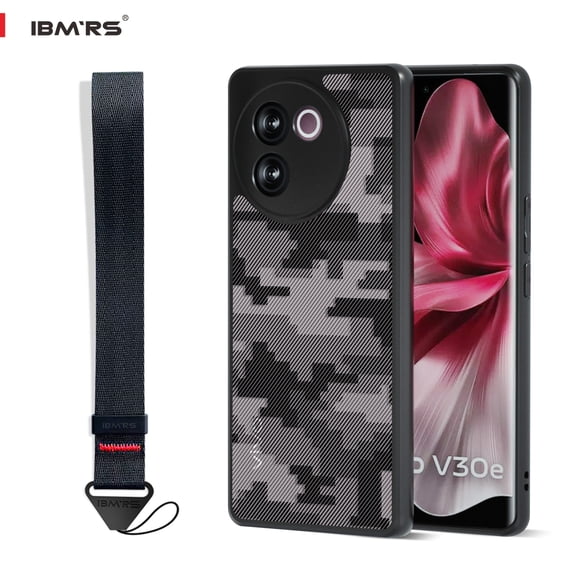 IBMRS for vivo V30e 5G/V40 Lite Case, Translucent Matte Back Full Body Protective Cover Anti-Scratch Shockproof Phone Case -Camo Black