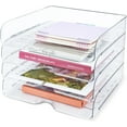 thumbnail image 1 of IBEQUEM 1 Set 4 Tier Clear Stackable Document Organizer,A4 Acrylic Desk Letter Tray,Premium File Paper Holder for Home Office Studyk Storage Rack Side Load for Office Desktop, 1 of 7