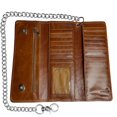 thumbnail image 1 of IBRO Motorcycle Chain Wallet for Men - 100% Natural Genuine Leather, Long Trifold RFID Blocking, Credit Card Money Organizer - Mens Trucker Biker Metal Chain Wallets Crunch Brown, 1 of 7