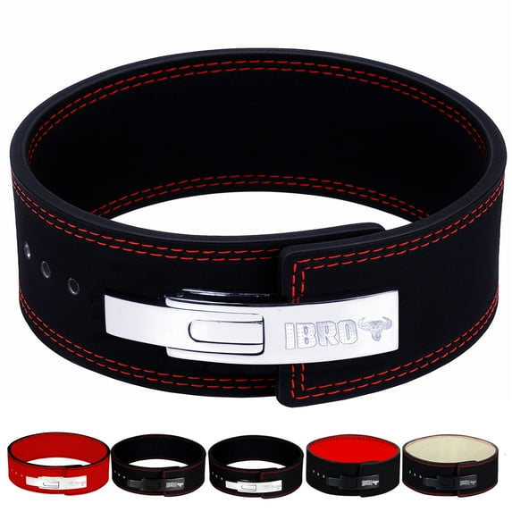 IBRO Powerlifting Lever Gym Belt – Power 10MM Extreme Heavy Duty Genuine Leather Belts - Squats Deadlifts Bodybuilding Weight Lifting IPF Power Lifting Strongman for Men Black XL