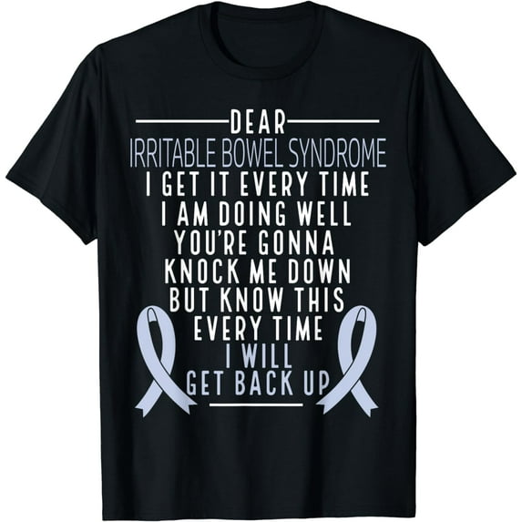 IBS Awareness Nervous Colon I will get back up Red Ribbon T-Shirt