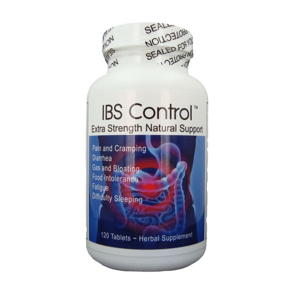 IBS Control - All Natural Relief Support for Irritable Bowel, Cramping, Bloating, Gas, Diarrhea, Abdominal Pain, Fatigue. 120 Tablets.